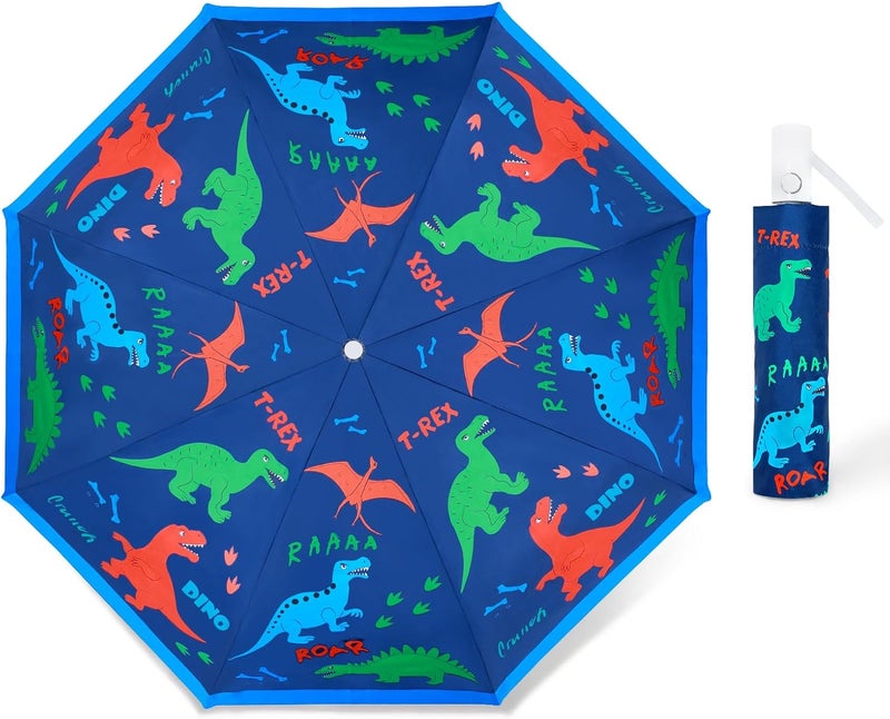 Decalsweet Kids Folding Umbrella Auto Open/Close Anti-rebound Safe Design UV Resistant Automatic Children Travel Umbrellas 8 Rib Reinforced Canopy 360° Reflective Strip Lightweight Cute Umbrella for Girls & Boys - Image 1